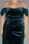Robe Grande Taille Longue Velours Émeraude ABU1991