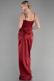 Robe de Soirée Longue Satin Rouge Bordeaux ABU3390