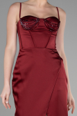 Robe de Soirée Longue Satin Rouge Bordeaux ABU3390
