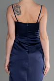 Robe de Soirée Longue Satin Bleu Marine ABU3390