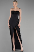 Robe de Soirée Longue Satin Noir ABU3390