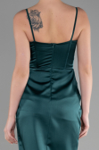 Robe de Soirée Longue Satin Émeraude ABU3390