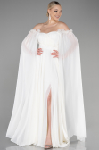 Robe de Soirée Longue Mousseline Blanc ABU3462