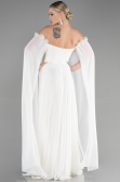 Robe de Soirée Longue Mousseline Blanc ABU3462