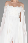 Robe de Soirée Longue Mousseline Blanc ABU3462