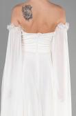 Robe de Soirée Longue Mousseline Blanc ABU3462