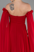 Robe de Soirée Longue Mousseline Rouge ABU3462