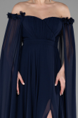 Robe de Soirée Longue Mousseline Bleu Marine ABU3462