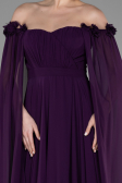 Robe de Soirée Longue Mousseline Violet ABU3462