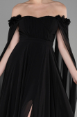 Robe de Soirée Longue Mousseline Noir ABU3462