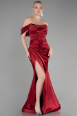 Robe Queue de Poisson Longue Satin Rouge Bordeaux ABU3479
