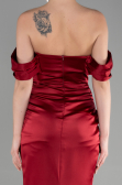 Robe Queue de Poisson Longue Satin Rouge Bordeaux ABU3479