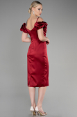 Robe de Cérémonie Midi Satin Rouge Bordeaux ABK1922