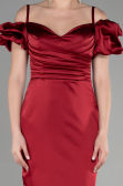 Robe de Cérémonie Midi Satin Rouge Bordeaux ABK1922