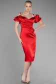Robe de Cérémonie Midi Satin Rouge ABK1922