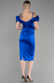 Robe de Cérémonie Midi Satin Bleu Saxe ABK1922