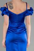 Robe de Cérémonie Midi Satin Bleu Saxe ABK1922