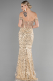 Robe de Soirée Longue Squameuse Or ABU3498