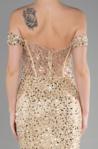 Robe de Soirée Longue Squameuse Or ABU3498