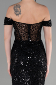 Robe de Soirée Longue Squameuse Noir ABU3498