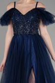Robe de Soirée Longue Bleu Marine ABU3500