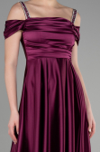 Robe de Soirée Longue Satin Prune ABU3499