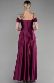 Robe de Soirée Longue Satin Prune ABU3499