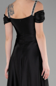 Robe de Soirée Longue Satin Noir ABU3499
