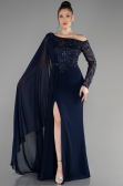 Robe de Soirée Longue Bleu Marine ABU3511