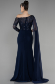Robe de Soirée Longue Bleu Marine ABU3511
