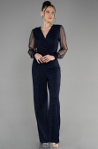 Robe De Soirée Longue Bleu Marine ABT012