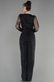 Robe De Soirée Longue Noir-Argent ABT012