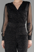 Robe De Soirée Longue Noir-Argent ABT012