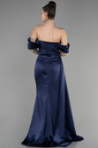 Robe de Soirée Longue Satin Bleu Marine ABU3514