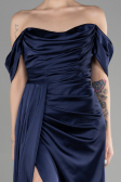 Robe de Soirée Longue Satin Bleu Marine ABU3514