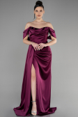 Robe de Soirée Longue Satin Couleur Cerise ABU3514