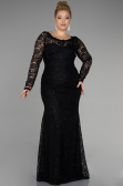 Robe Grande Taille Longue Lacé Noir ABU1574