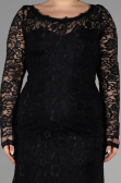 Robe Grande Taille Longue Lacé Noir ABU1574