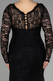 Robe Grande Taille Longue Lacé Noir ABU1574
