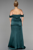 Robe Grande Taille Longue Satin Émeraude ABU3515