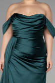 Robe Grande Taille Longue Satin Émeraude ABU3515