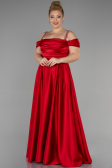 Robe De Soirée Grande Taille Satin Longue Rouge ABU3277