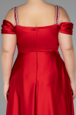 Robe De Soirée Grande Taille Satin Longue Rouge ABU3277