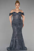 Robe De Fiançailles Grande Taille Longue Anthracite ABU3530