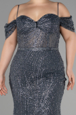 Robe De Fiançailles Grande Taille Longue Anthracite ABU3530