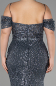 Robe De Fiançailles Grande Taille Longue Anthracite ABU3530