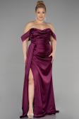 Robe Grande Taille Longue Satin Couleur Cerise ABU3515