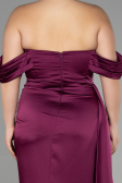 Robe Grande Taille Longue Satin Couleur Cerise ABU3515
