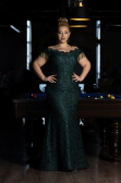 Robe De Soirée Grande Taille Lacé Longue Émeraude ABU3435