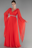 Robe de Soirée Longue Mousseline Corail ABU3541